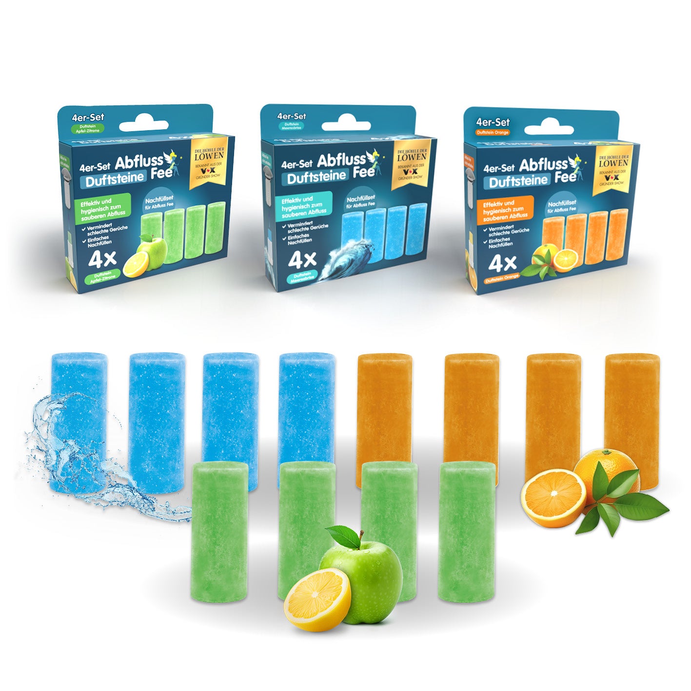 Abfluss-Fee 12er Nachfüllset - Reinigungssteine Gegen Verstopfung & Gerüche
